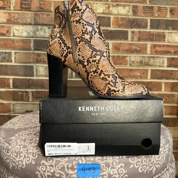 Kenneth Cole Women's Justin Boots Snake 1" Platform Stepped Tan Size 9 Medium - Picture 5 of 5